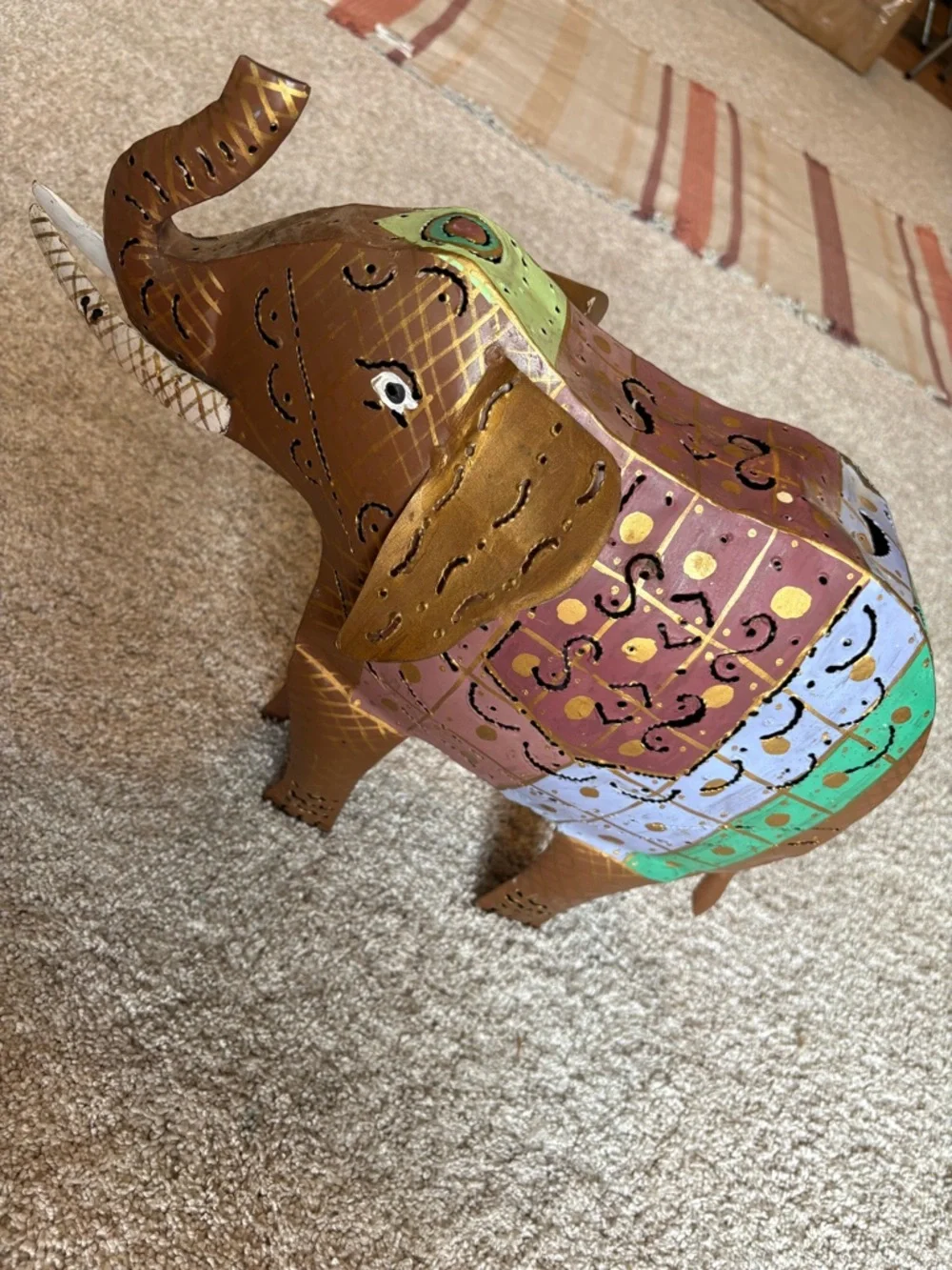 Pier 1 Imports India Metal Decorated Metal Elephant Tea Candle Holder Lantern